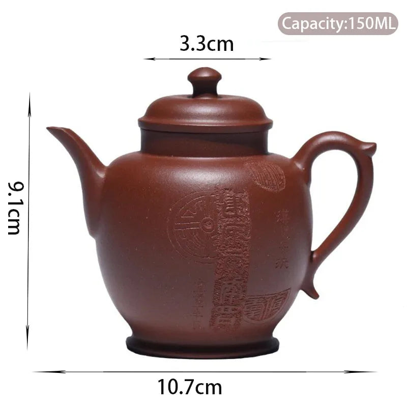 150ml Chinese Yixing Purple Clay Teapots Famous Artists Handmade Tea Pot Raw Ore Purple Mud Beauty Kettle High-end Zisha Tea Set