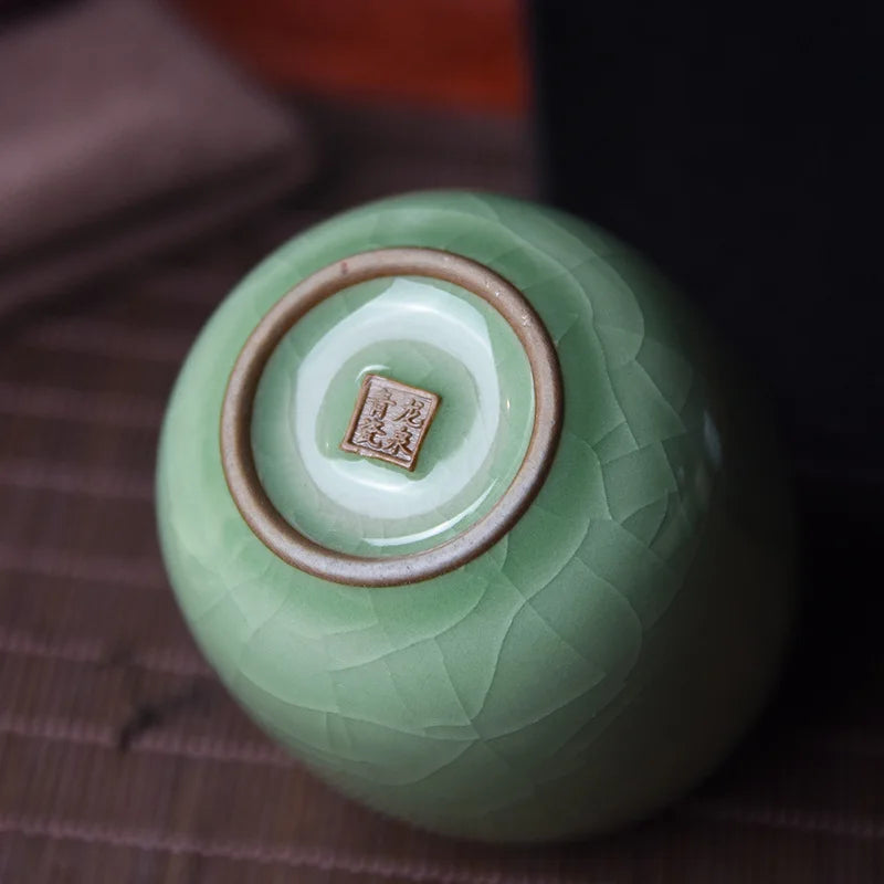 150ml Chinese master cup crackle glaze porcelain tea cup marked Longquan celadon cup of tea kungfu personal teacups brother kiln