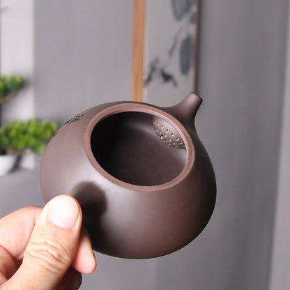 150ml Classic Yixing Purple Clay Teapot Handmade Zhu Mud Stone Scoop Kettle Ball Hole Filter Tea Infuser Chinese Zisha Tea Sets