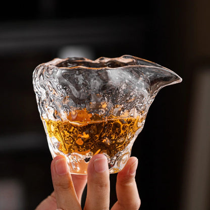 150ml Handmade Glacier Hammer Pattern Glasstea Pitcher  High Grade Crystal Cha Hai Japanese Justice Cup Tea Ceremony Accessories