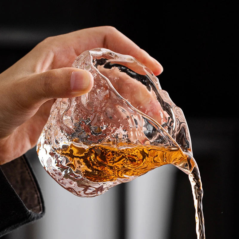 150ml Handmade Glacier Hammer Pattern Glasstea Pitcher  High Grade Crystal Cha Hai Japanese Justice Cup Tea Ceremony Accessories