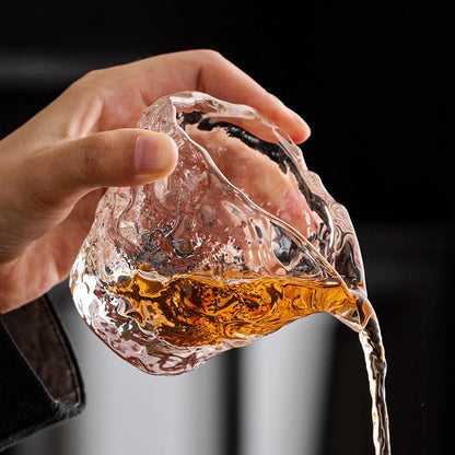 150ml Handmade Glacier Hammer Pattern Glasstea Pitcher  High Grade Crystal Cha Hai Japanese Justice Cup Tea Ceremony Accessories