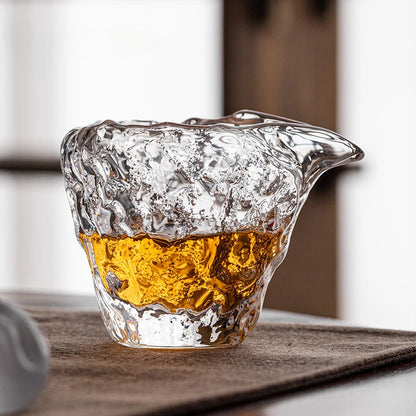150ml Handmade Glacier Hammer Pattern Glasstea Pitcher  High Grade Crystal Cha Hai Japanese Justice Cup Tea Ceremony Accessories