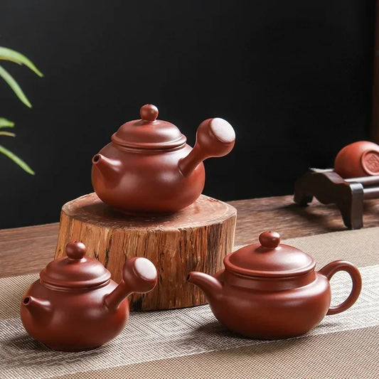 150ml Traditional Hand Pot Fu Rong Side Handle Pot Luo Chengming Yixing Purple Sand Mud Material Full Hand Kung Fu Teapot Raw
