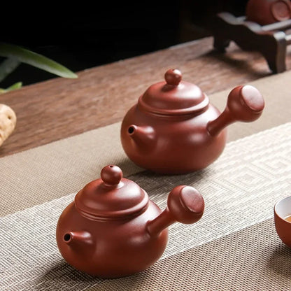 150ml Traditional Hand Pot Fu Rong Side Handle Pot Luo Chengming Yixing Purple Sand Mud Material Full Hand Kung Fu Teapot Raw