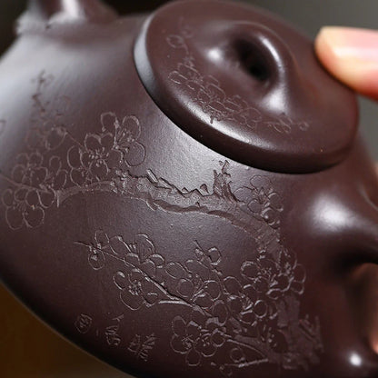 150ml Yixing Purple Clay Teapot Famous Artists Hand-painted Plum Blossom Tea Pot Raw Ore Purple Mud Kettle Chinese Zisha Tea Set