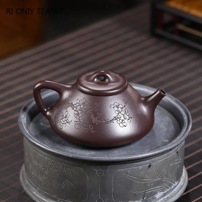 150ml Yixing Purple Clay Teapot Famous Artists Hand-painted Plum Blossom Tea Pot Raw Ore Purple Mud Kettle Chinese Zisha Tea Set