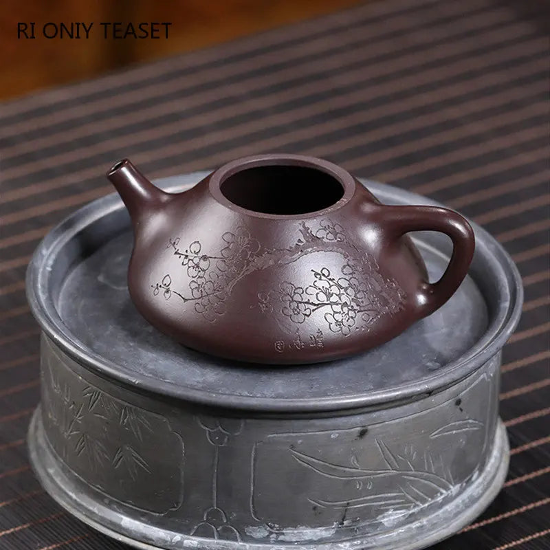 150ml Yixing Purple Clay Teapot Famous Artists Hand-painted Plum Blossom Tea Pot Raw Ore Purple Mud Kettle Chinese Zisha Tea Set