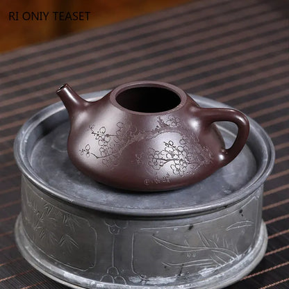 150ml Yixing Purple Clay Teapot Famous Artists Hand-painted Plum Blossom Tea Pot Raw Ore Purple Mud Kettle Chinese Zisha Tea Set