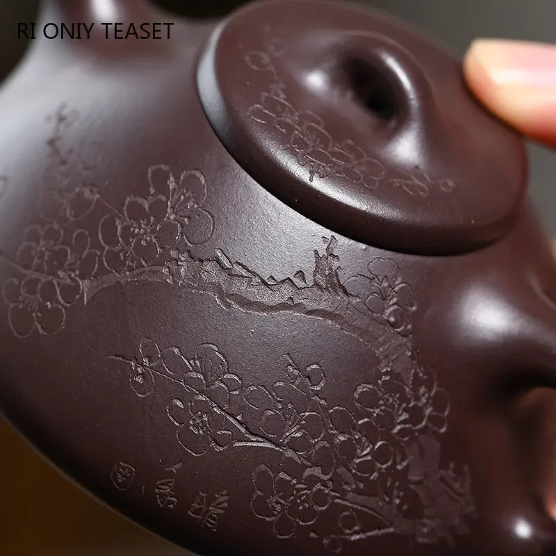 150ml Yixing Purple Clay Teapot Famous Artists Hand-painted Plum Blossom Tea Pot Raw Ore Purple Mud Kettle Chinese Zisha Tea Set