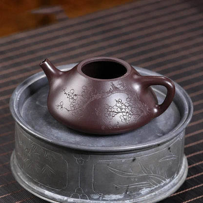 150ml Yixing Purple Clay Teapot Famous Artists Hand-painted Plum Blossom Tea Pot Raw Ore Purple Mud Kettle Chinese Zisha Tea Set