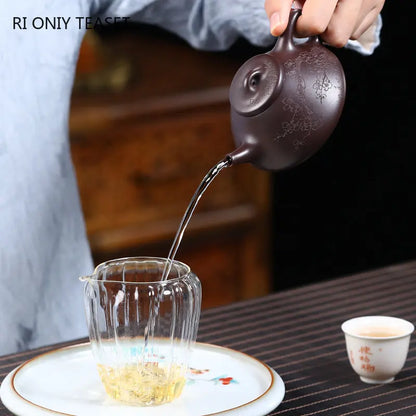 150ml Yixing Purple Clay Teapot Famous Artists Hand-painted Plum Blossom Tea Pot Raw Ore Purple Mud Kettle Chinese Zisha Tea Set