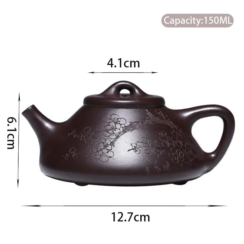 150ml Yixing Purple Clay Teapot Famous Artists Hand-painted Plum Blossom Tea Pot Raw Ore Purple Mud Kettle Chinese Zisha Tea Set