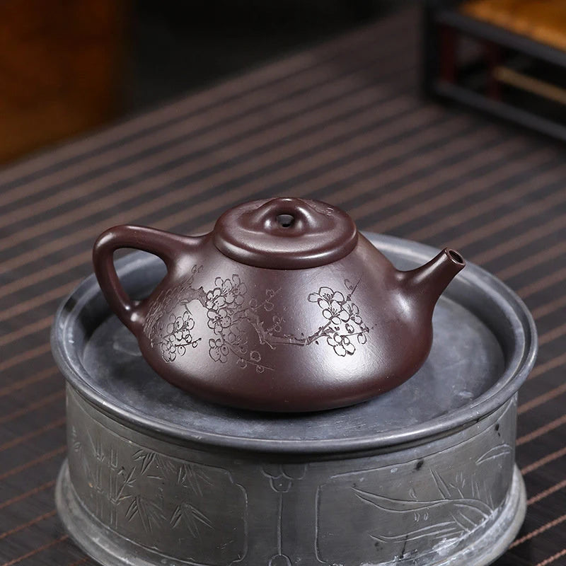 150ml Yixing Purple Clay Teapot Famous Artists Hand-painted Plum Blossom Tea Pot Raw Ore Purple Mud Kettle Chinese Zisha Tea Set