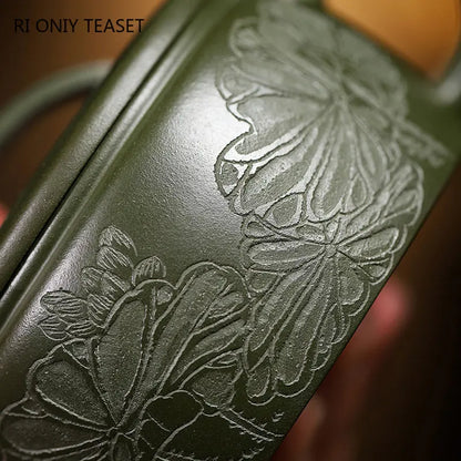150ml Yixing Purple Clay Teapots Famous Artists Handmade Large Caliber Tea Pot Raw Ore Green Mud Kettle Chinese Zisha Tea Set