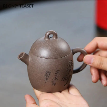 150ml Yixing Purple Clay Teapots Famous Artists Handmade Tea Pot Raw Ore Grey Section Mud Kettle Chinese Zisha Tea Set Teaware
