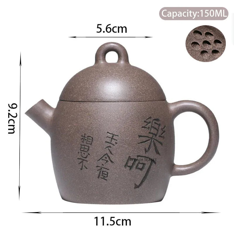 150ml Yixing Purple Clay Teapots Famous Artists Handmade Tea Pot Raw Ore Grey Section Mud Kettle Chinese Zisha Tea Set Teaware