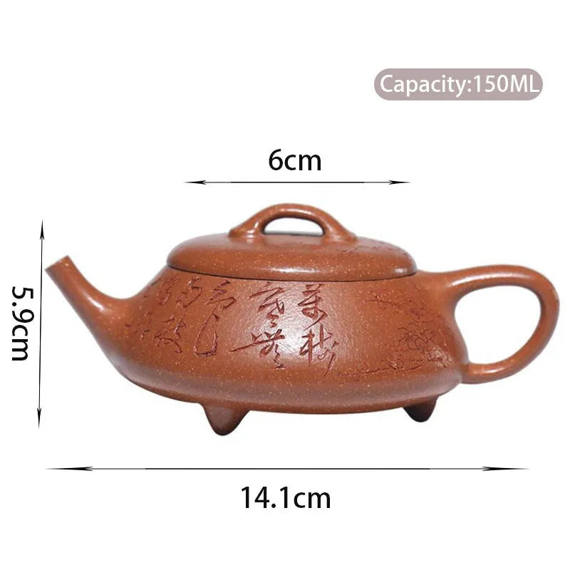 150ml Yixing Raw Ore Purple Clay Teapots Famous Artists Handmade Tea Pot Beauty Kettle Chinese High-end Zisha Tea Set Collection