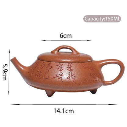 150ml Yixing Raw Ore Purple Clay Teapots Famous Artists Handmade Tea Pot Beauty Kettle Chinese High-end Zisha Tea Set Collection