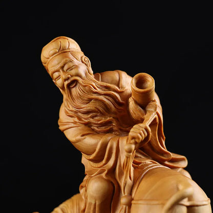 15CM Solid Wood Zhang Guolao Chinese Mythological Figures Eight Immortals Taoist Pantheon Wood Figure Home Craft Gift Decoration