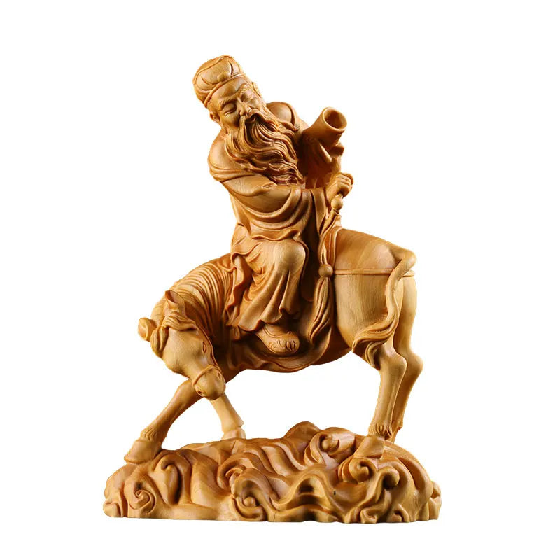 15CM Solid Wood Zhang Guolao Chinese Mythological Figures Eight Immortals Taoist Pantheon Wood Figure Home Craft Gift Decoration