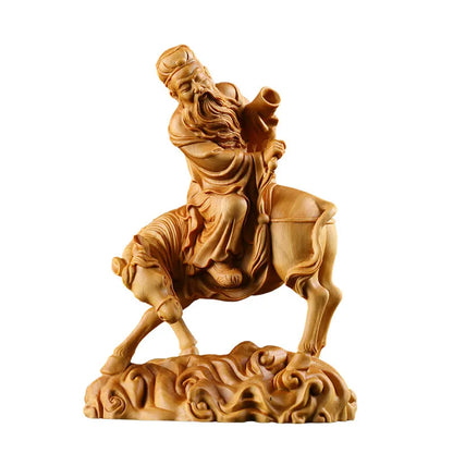 15CM Solid Wood Zhang Guolao Chinese Mythological Figures Eight Immortals Taoist Pantheon Wood Figure Home Craft Gift Decoration