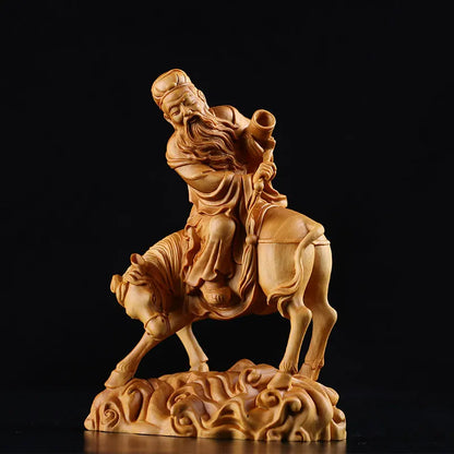 15CM Solid Wood Zhang Guolao Chinese Mythological Figures Eight Immortals Taoist Pantheon Wood Figure Home Craft Gift Decoration