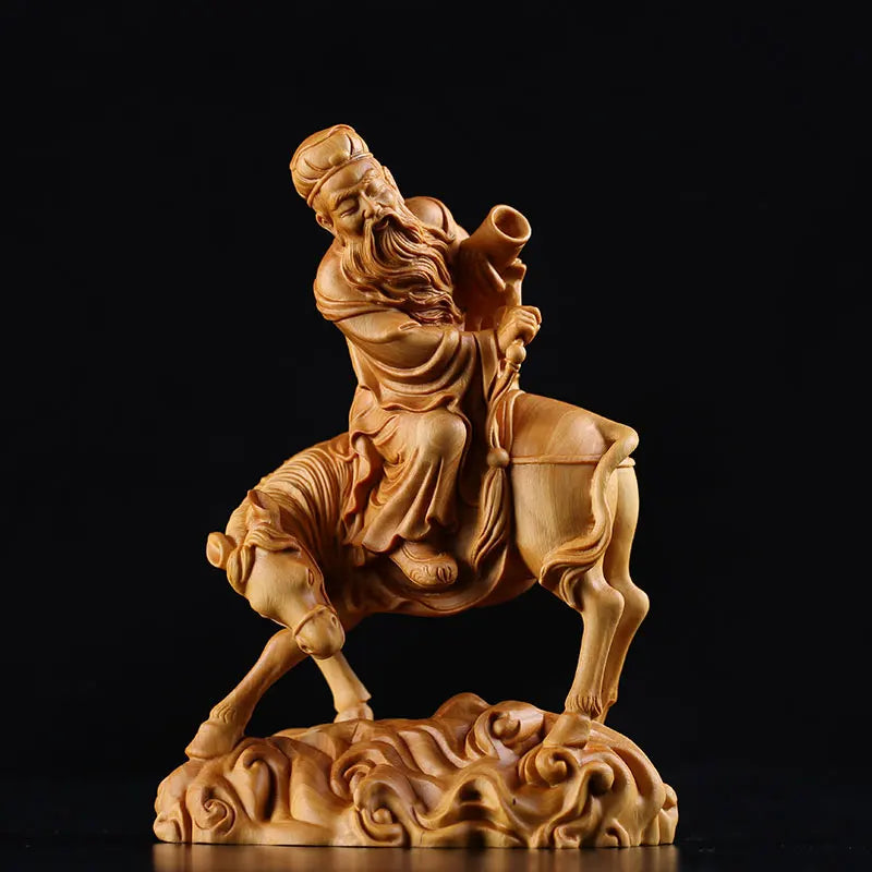 15CM Solid Wood Zhang Guolao Chinese Mythological Figures Eight Immortals Taoist Pantheon Wood Figure Home Craft Gift Decoration