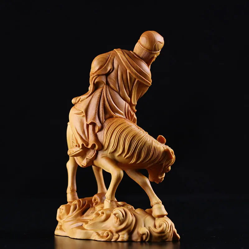 15CM Solid Wood Zhang Guolao Chinese Mythological Figures Eight Immortals Taoist Pantheon Wood Figure Home Craft Gift Decoration