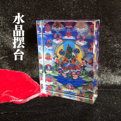 15CM large HOME Family Efficacious Protection Buddhism 21 Tara Guanyin buddha altar Mandala Crystal Buddha statue