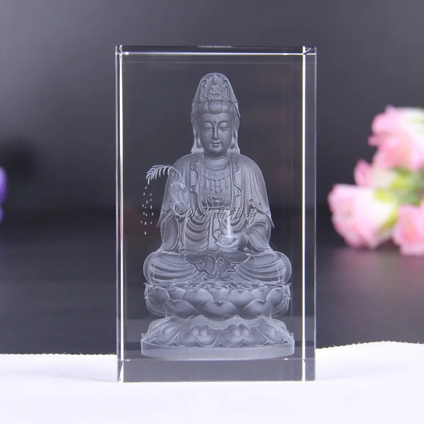 15CM large # TOP Good Southeast Asia blessing home family talisman 3D crystal Guanyin Bodhisattva Buddha statue ornament