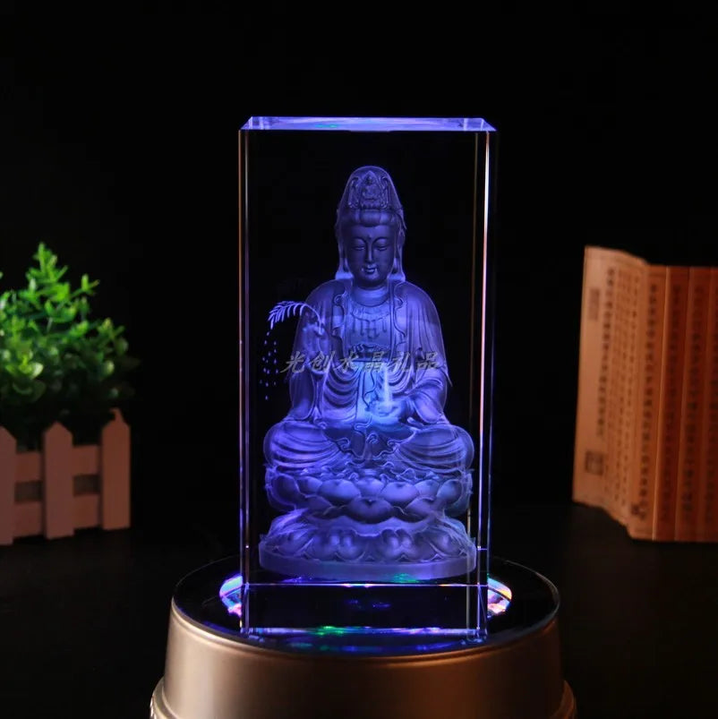 15CM large # TOP Good Southeast Asia blessing home family talisman 3D crystal Guanyin Bodhisattva Buddha statue ornament