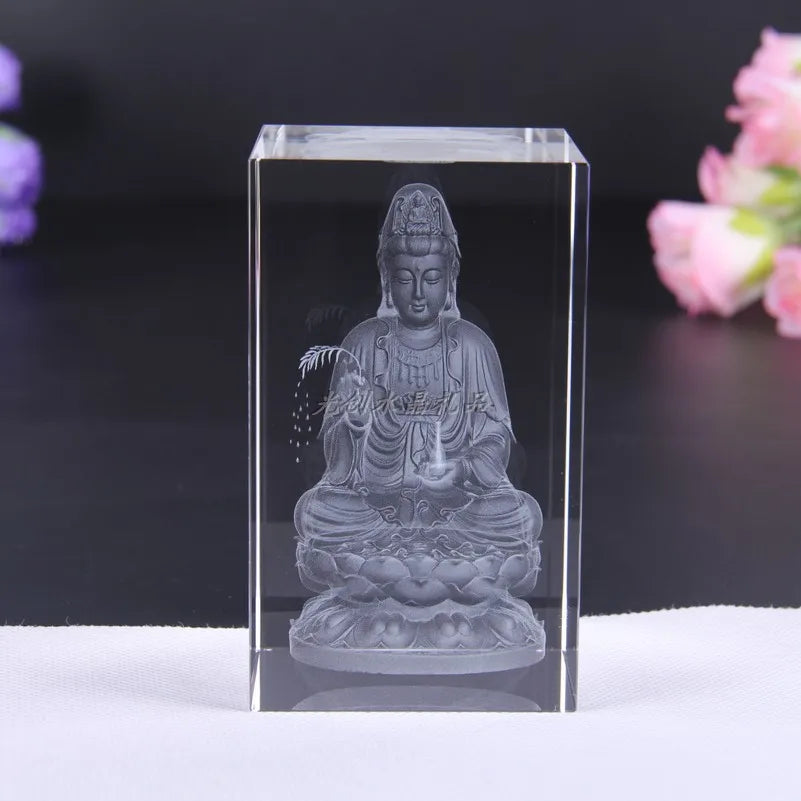 15CM large # TOP Good Southeast Asia blessing home family talisman 3D crystal Guanyin Bodhisattva Buddha statue ornament