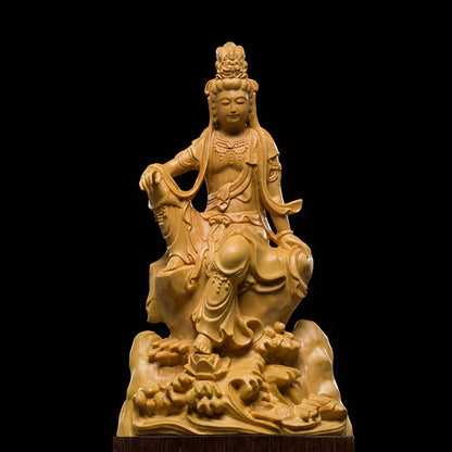 15cm Boxwood Real Wood Wood Statue Buddha Zen Home Décor Wood Sculpture Figure Statue Collection Lucky Rich myth