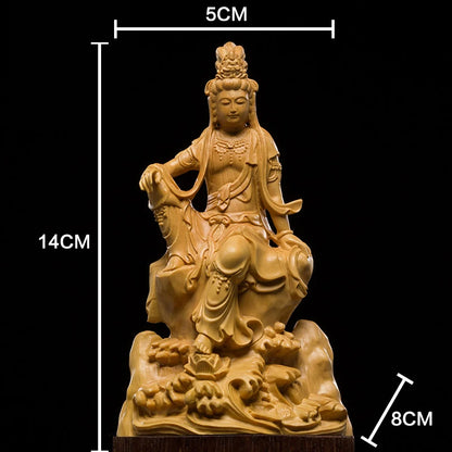 15cm Boxwood Real Wood Wood Statue Buddha Zen Home Décor Wood Sculpture Figure Statue Collection Lucky Rich myth