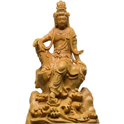 15cm Boxwood Real Wood Wood Statue Buddha Zen Home Décor Wood Sculpture Figure Statue Collection Lucky Rich myth