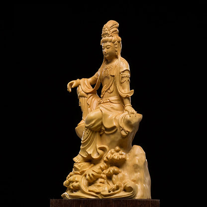 15cm Boxwood Real Wood Wood Statue Buddha Zen Home Décor Wood Sculpture Figure Statue Collection Lucky Rich myth