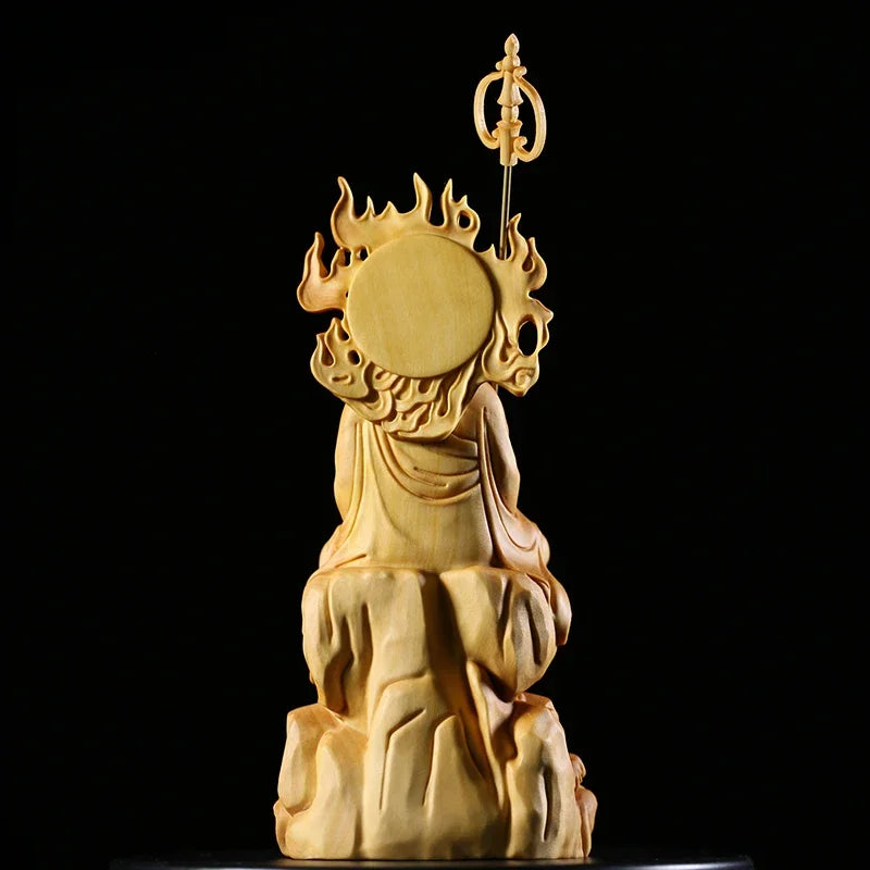 15cm Buddha Solid Wood Statue Bodhisattva Ksitigarbha Figure of Buddha Peace and Auspice Buddha Statue Gifts