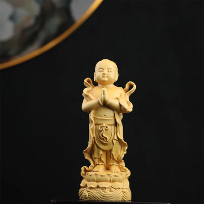 15cm Mythology Boy And Girl Boxwood Carving Crafts Chinese Home Living Room Decoration Ornaments Solid Wood Classical Figures