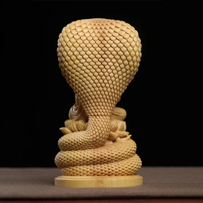 15cm boxwood wooden statue Snake Buddha Shakyamuni family God Buddha adornment solid wood wood sculpture
