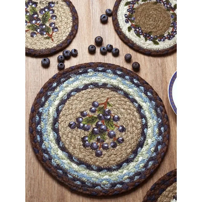 16-32cm American retro creative Blueberry round placemat Handmade jute woven coaster Luxury table placemat Insulated pot Mat