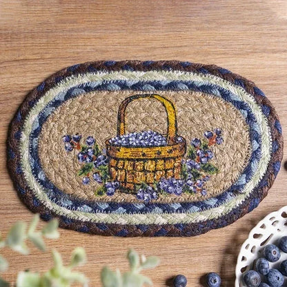 16-32cm American retro creative Blueberry round placemat Handmade jute woven coaster Luxury table placemat Insulated pot Mat