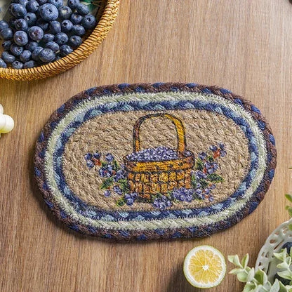 16-32cm American retro creative Blueberry round placemat Handmade jute woven coaster Luxury table placemat Insulated pot Mat