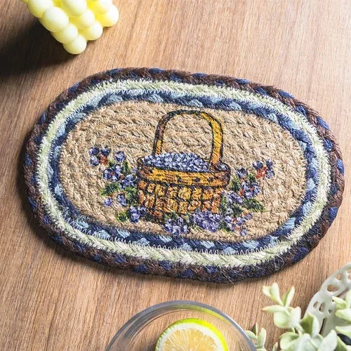 16-32cm American retro creative Blueberry round placemat Handmade jute woven coaster Luxury table placemat Insulated pot Mat