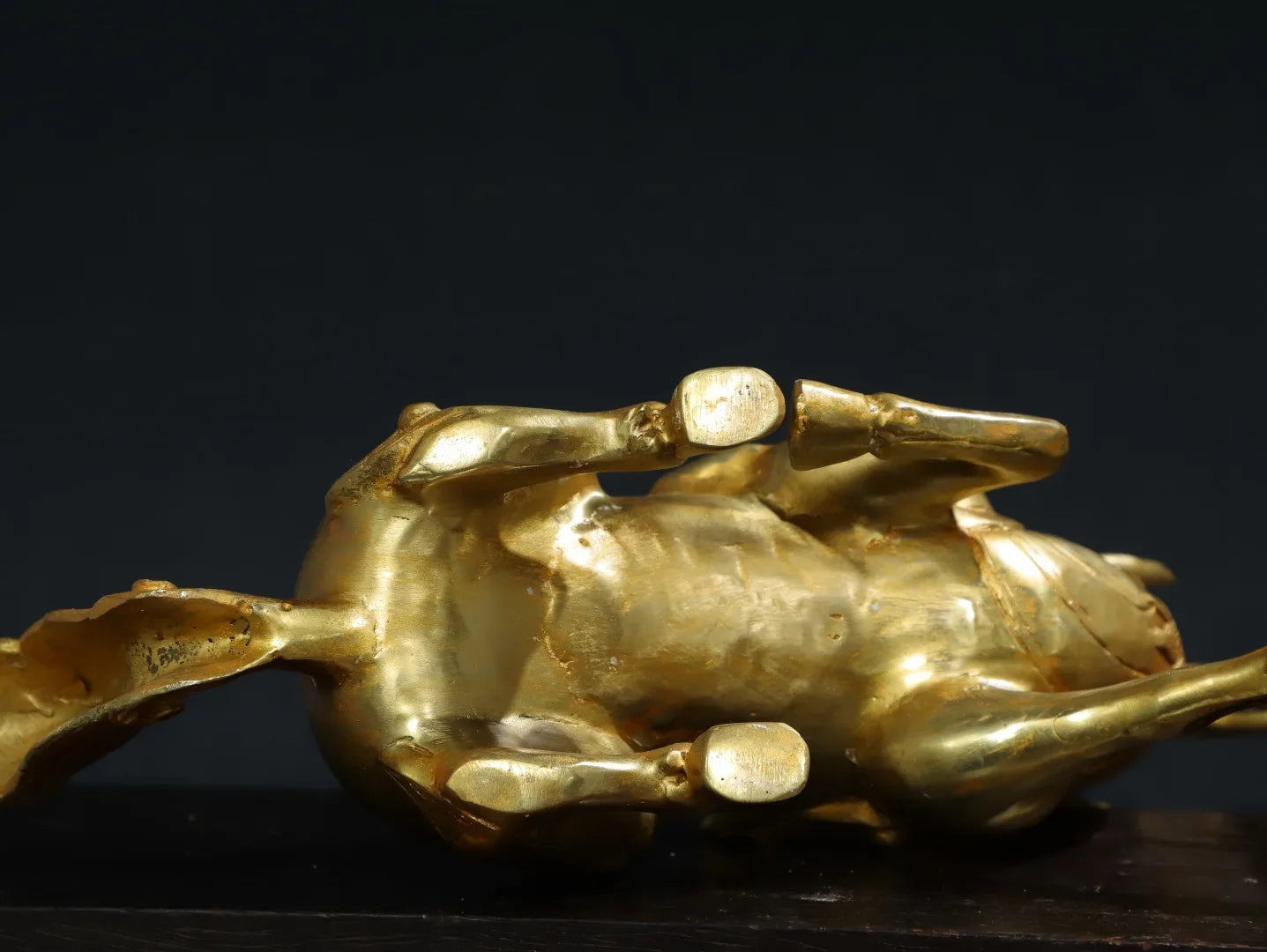 16"Tibet Temple Collection Old Bronze Gilded Cinnabar Kirin Statue Dragon Head Divine Beast Amass wealth Ornaments Town house