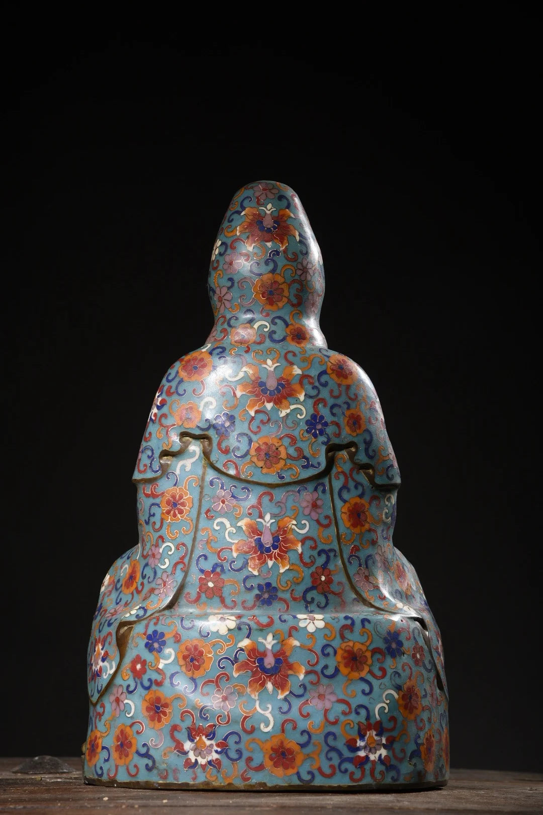 16"Tibetan Temple Collection Old Bronze Cloisonne Enamel Guanyin Bodhisattva Sitting Buddha Worship Hall Town house Exorcism