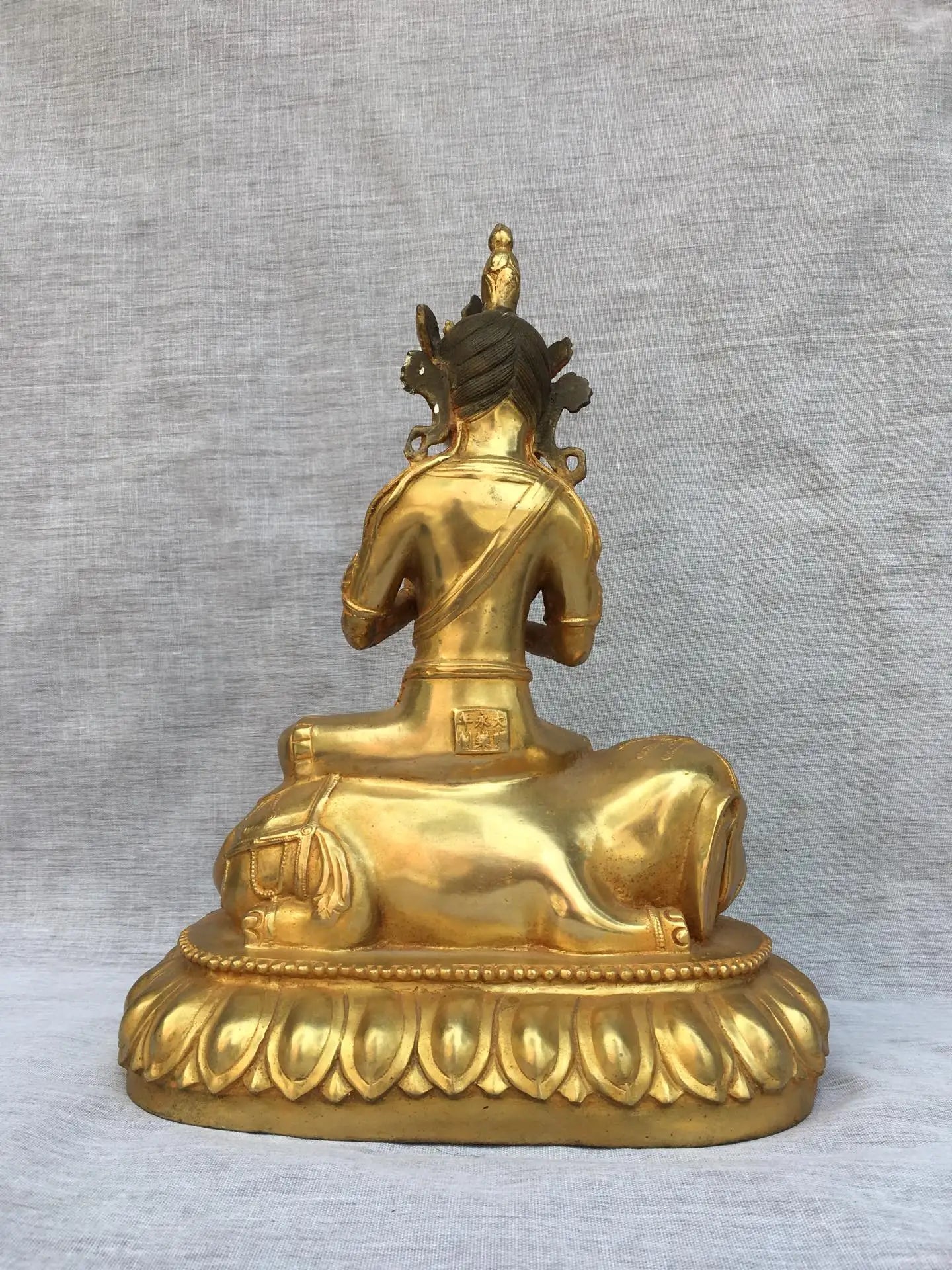 16"Tibetan Temple Collection Old Bronze Gilded Cinnabar Samantabhadra Bodhisattva Buddha Ride White elephant Worship Hall
