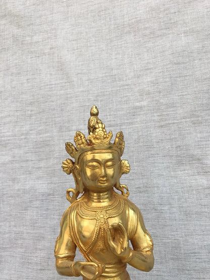 16"Tibetan Temple Collection Old Bronze Gilded Cinnabar Samantabhadra Bodhisattva Buddha Ride White elephant Worship Hall