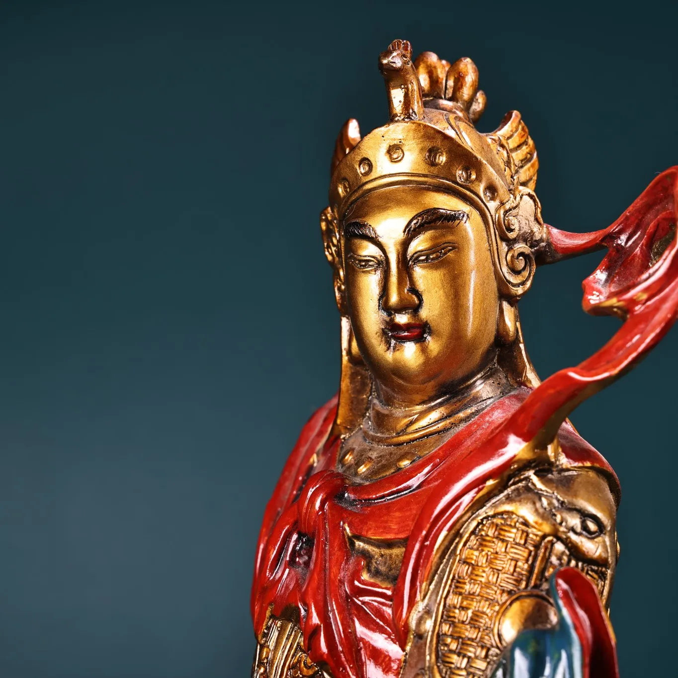 16"Tibetan Temple Collection Old Bronze Painted Veda Bodhisattva Protector Door God Buddha Worship Hall Town house