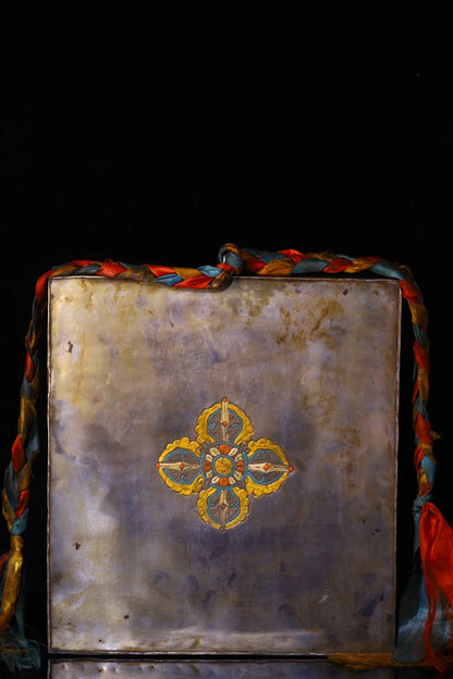 16"Tibetan Temple Collection Old Tiantie Painted Mosaic Gem Shell Eight Treasures Vajrapani Bodhisattva Buddha Thangka Mandala
